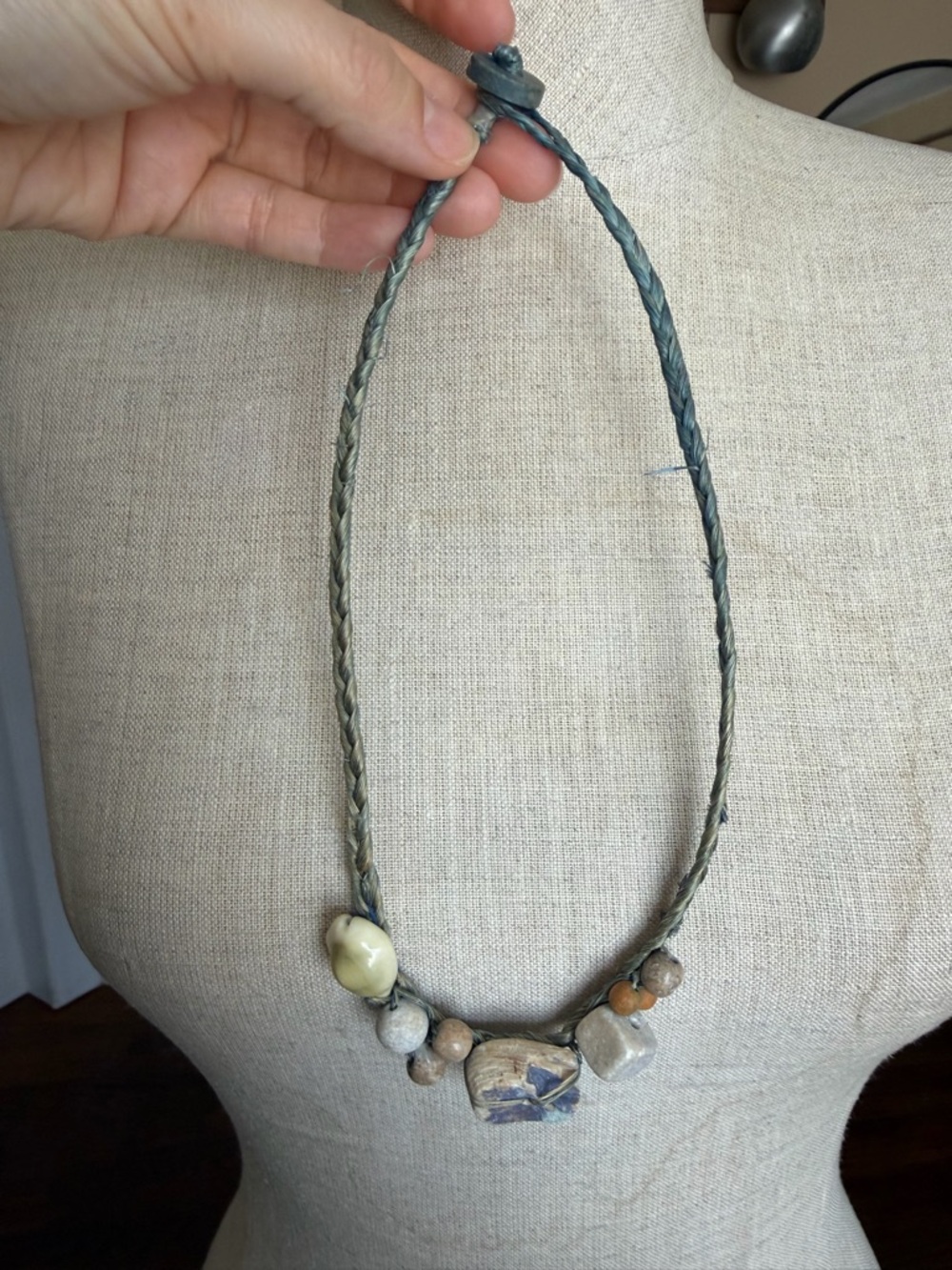 Artisan Bohemian Blue Stone Shell Necklace - Picture 8 of 16